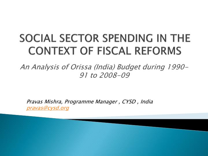 social sector spending in the context of fiscal reforms