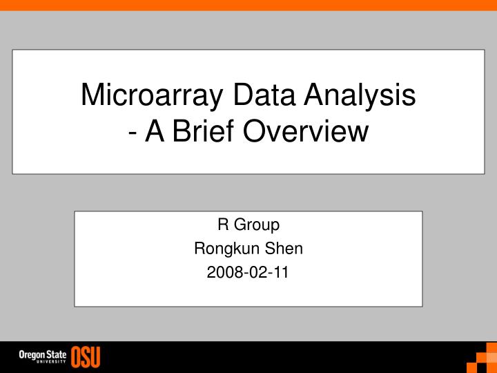 microarray data analysis a brief overview