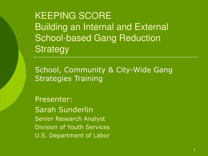 keeping score building an internal and external school based gang reduction strategy