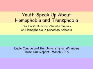 Youth Speak Up About Homophobia and Transphobia The First National Climate Survey