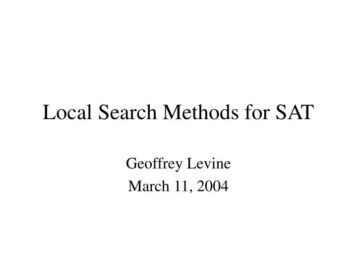 local search methods for sat