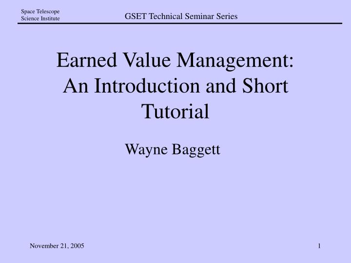 earned value management an introduction and short tutorial