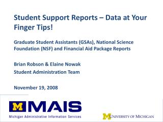 Student Support Reports – Data at Your Finger Tips!