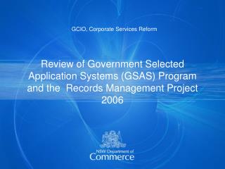 GCIO, Corporate Services Reform