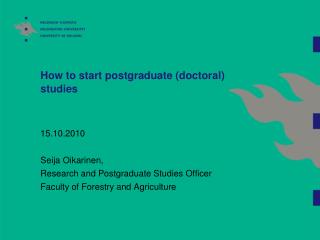 How to start postgraduate (doctoral) studies
