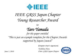 IEEE GRSS Japan Chapter Young Researcher Award