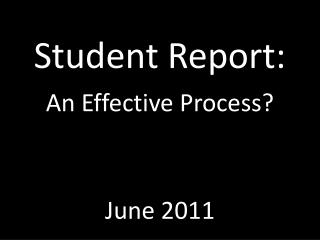 Student Report: