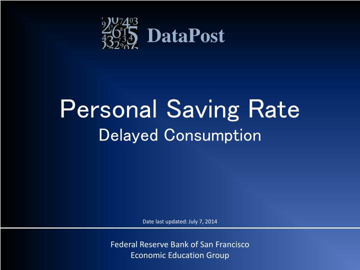personal saving rate delayed consumption
