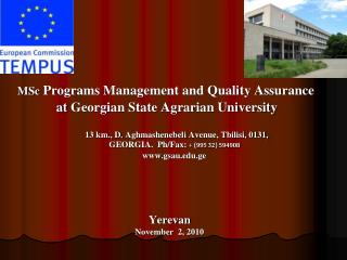 MSc Programs Management and Quality Assurance