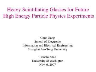 Heavy Scintillating Glasses for Future High Energy Particle Physics Experiments