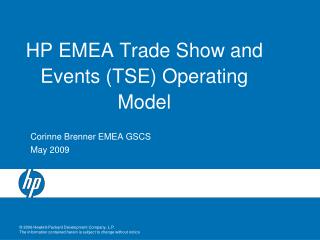 HP EMEA Trade Show and Events (TSE) Operating Model