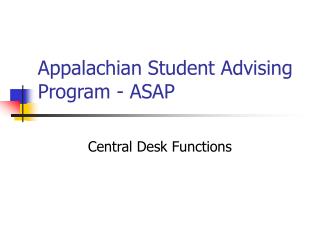 Appalachian Student Advising Program - ASAP