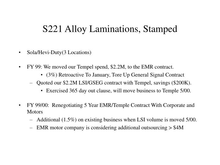 s221 alloy laminations stamped