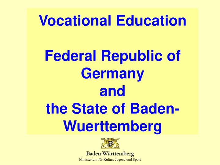 vocational education federal republic of germany and the state of baden wuerttemberg