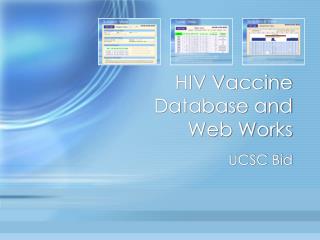 HIV Vaccine Database and Web Works