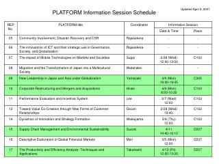 PLATFORM Information Session Schedule
