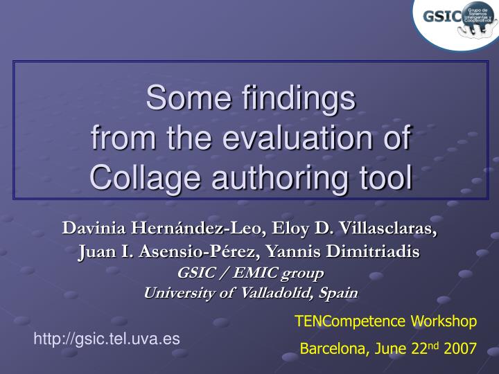 some findings from the evaluation of collage authoring tool