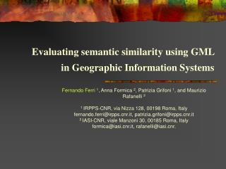 Evaluating semantic similarity using GML in Geographic Information Systems