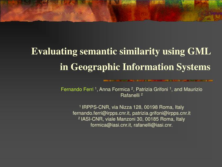 evaluating semantic similarity using gml in geographic information systems