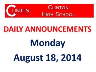 DAILY ANNOUNCEMENTS Monday August 18, 2014