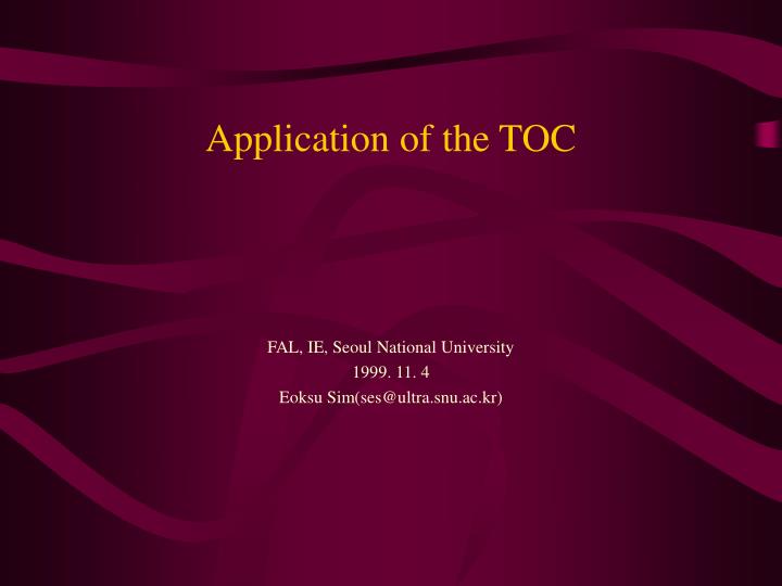 application of the toc