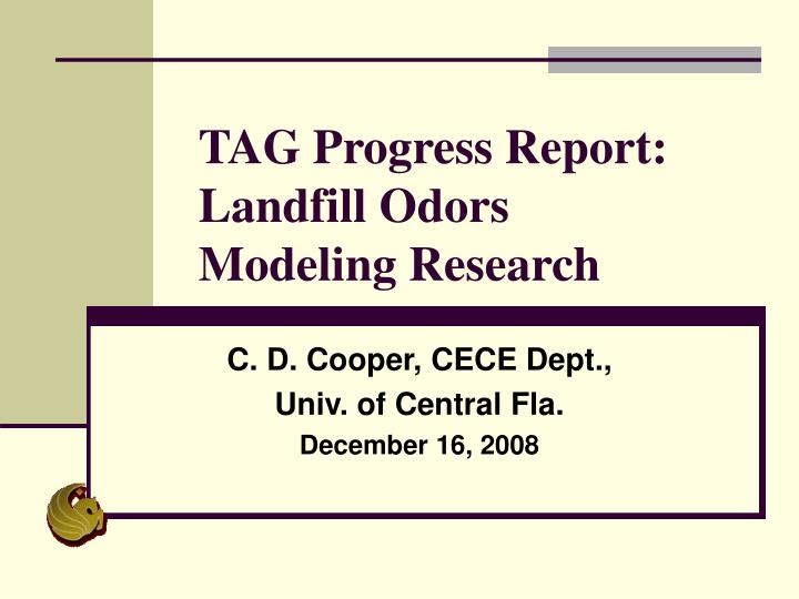 tag progress report landfill odors modeling research