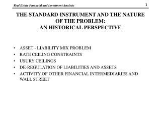 THE STANDARD INSTRUMENT AND THE NATURE OF THE PROBLEM: AN HISTORICAL PERSPECTIVE