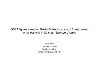 John Aach October 18, 2005 Script = gsea2.m. Time points 0, 3, and 6 only