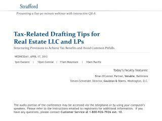 Tax-Related Drafting Tips for Real Estate LLC and LPs
