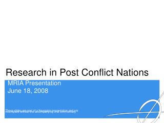 Research in Post Conflict Nations