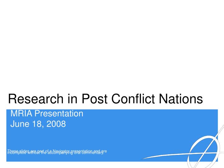 research in post conflict nations