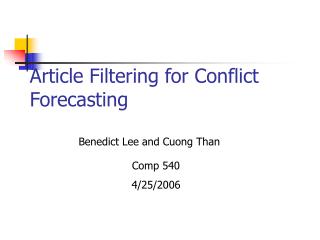 Article Filtering for Conflict Forecasting