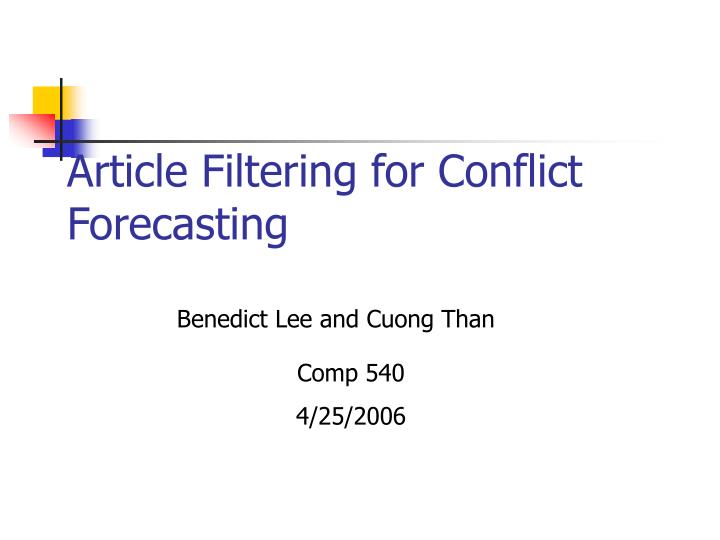 article filtering for conflict forecasting