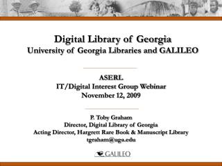 ASERL IT/Digital Interest Group Webinar November 12, 2009