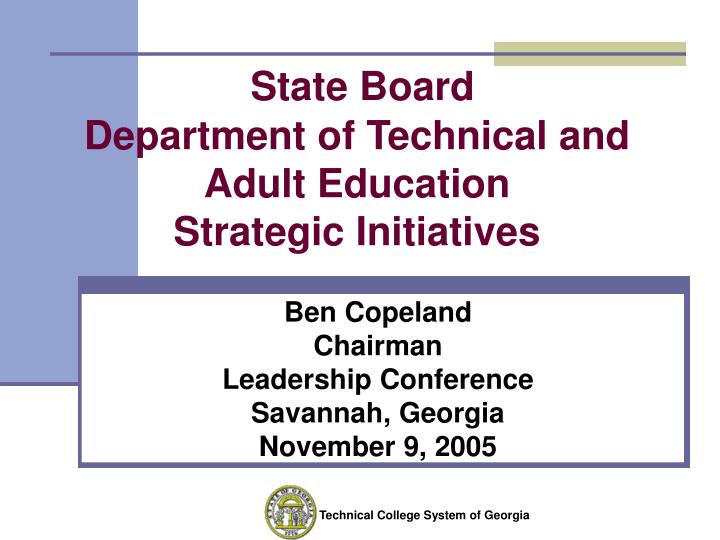 state board department of technical and adult education strategic initiatives