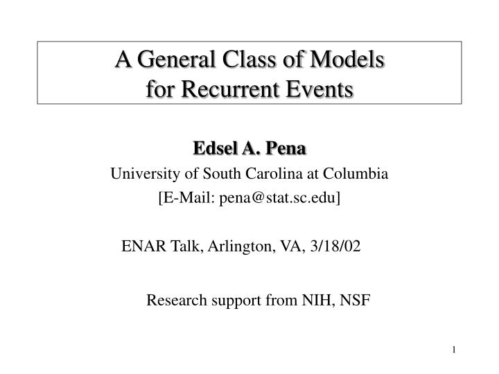 a general class of models for recurrent events