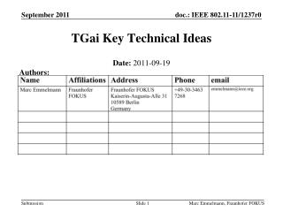 TGai Key Technical Ideas