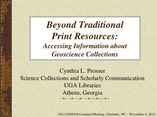 Beyond Traditional Print Resources: Accessing Information about Geoscience Collections