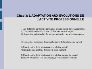 chap 3 l adaptation aux evolutions de l activite professionnelle