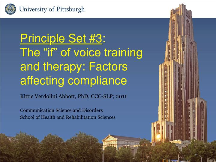 principle set 3 the if of voice training and therapy factors affecting compliance