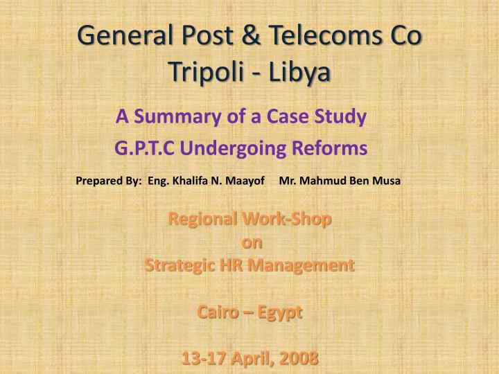 general post telecoms co tripoli libya