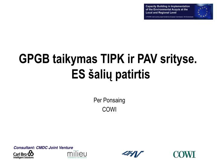 gpgb taikymas tipk ir pav srityse es ali patirtis