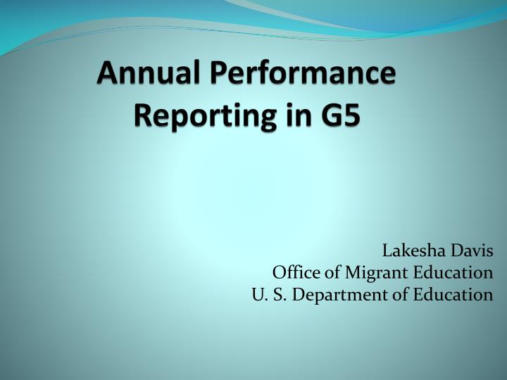 annual performance reporting in g5