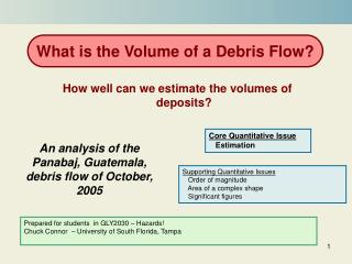 An analysis of the Panabaj, Guatemala, debris flow of October, 2005