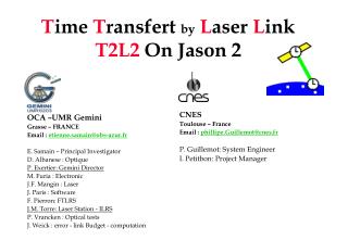 T ime T ransfert by L aser L ink T2L2 On Jason 2