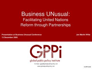 Business UNusual: Facilitating United Nations Reform through Partnerships