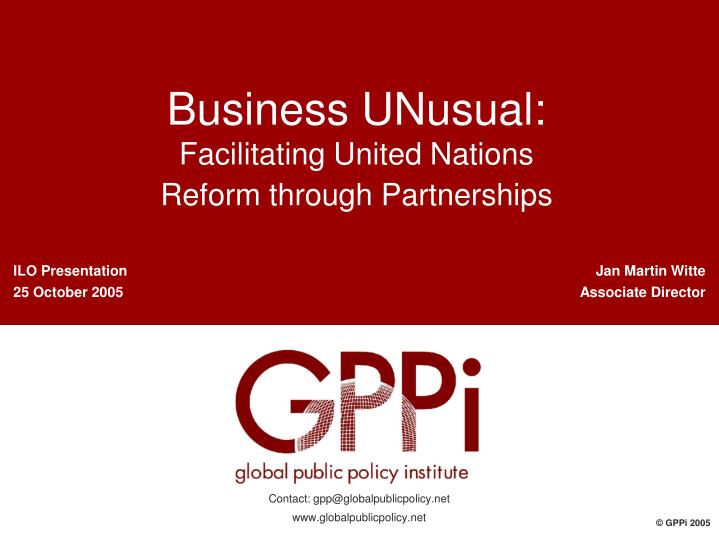 business unusual facilitating united nations reform through partnerships