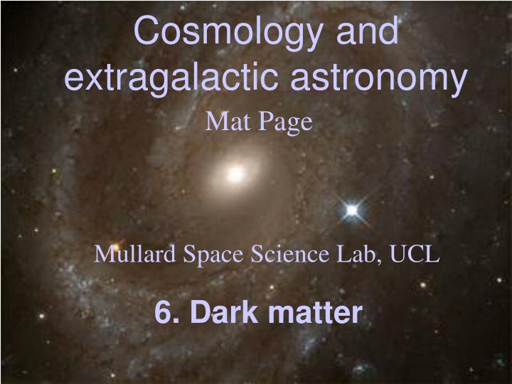 cosmology and extragalactic astronomy