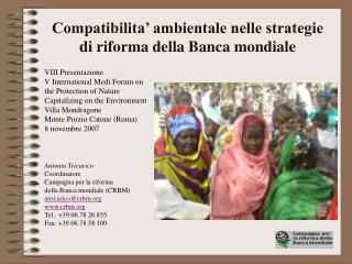 compatibilita ambientale nelle strategie di riforma della banca mondiale