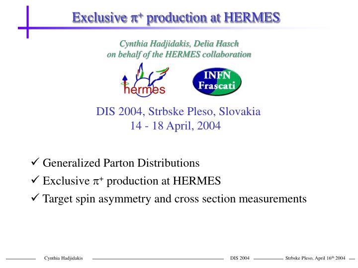 exclusive p production at hermes